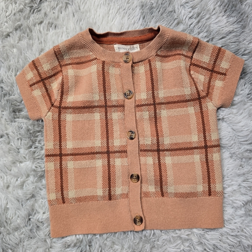 Peach Plaid Kids Button-Down Shirt